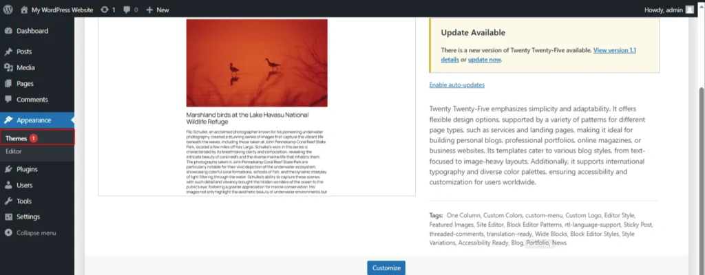 navigate to appearance