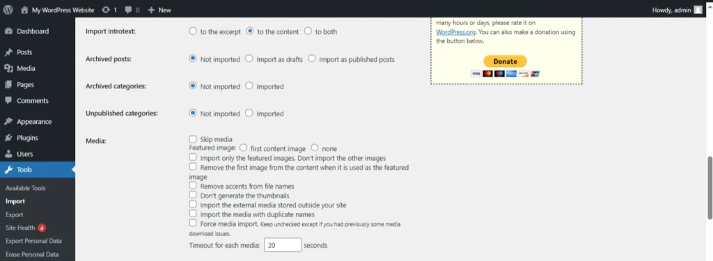select the Joomla content