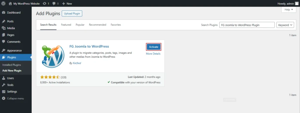 click activate to enable the plugin