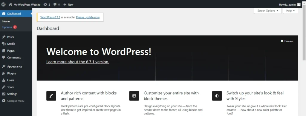 WordPress Admin Dashboard