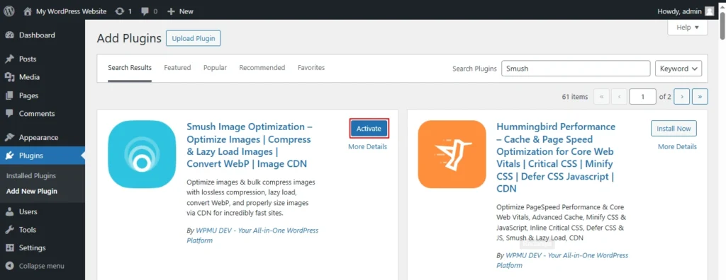 install the plugin and then Activate it